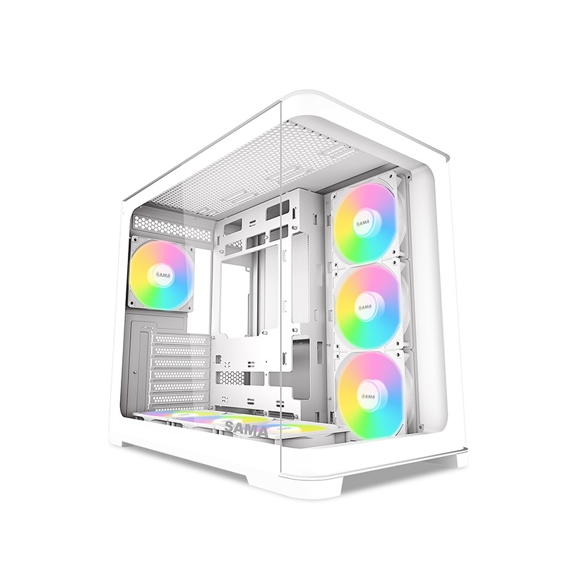 SAMA V60 White, ikkunallinen miditornikotelo, valkoinen