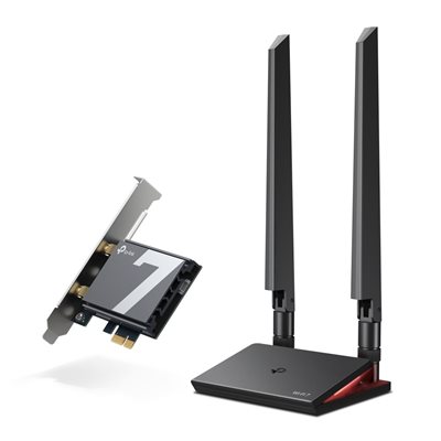 TP-Link Archer TBE550E, Tri Band BE9300 Wi‑Fi 7 -PCIe-kortti, Bluetooth 5.4, musta