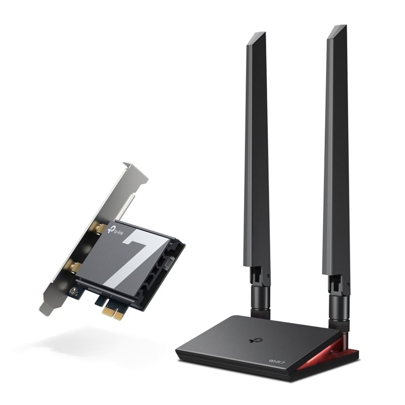 TP-Link Archer TBE550E, Tri Band BE9300 Wi‑Fi 7 -PCIe-kortti, Bluetooth 5.4, musta