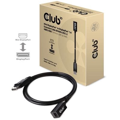 Club 3D Mini DisplayPort 1.4 to DisplayPort -jatkokaapeli, naaras/uros, 1m