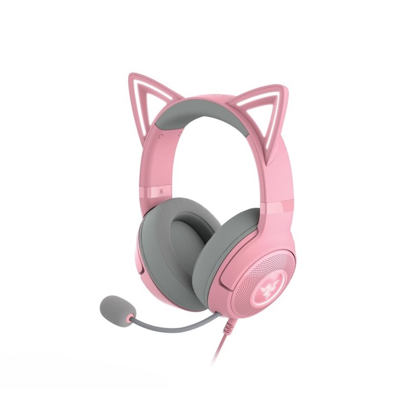 Razer Kraken Kitty V2 - Quartz -pelikuulokkeet mikrofonilla, pinkki/harmaa