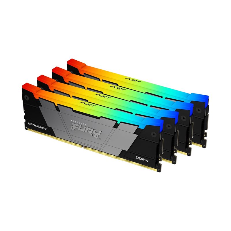 Kingston 64GB (4 x 16GB) FURY Renegade DDR4 RGB, 3600MHz, CL16, 1.35V, musta/harmaa