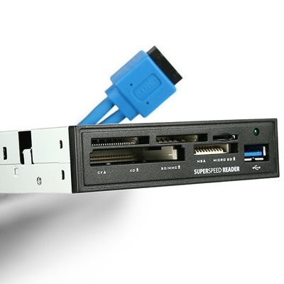 AXAGON 5-paikkainen kortinlukija 3.5" laitepaikkaan, SD/mSD/XD/CF/MS/MMC, USB 3.0, musta