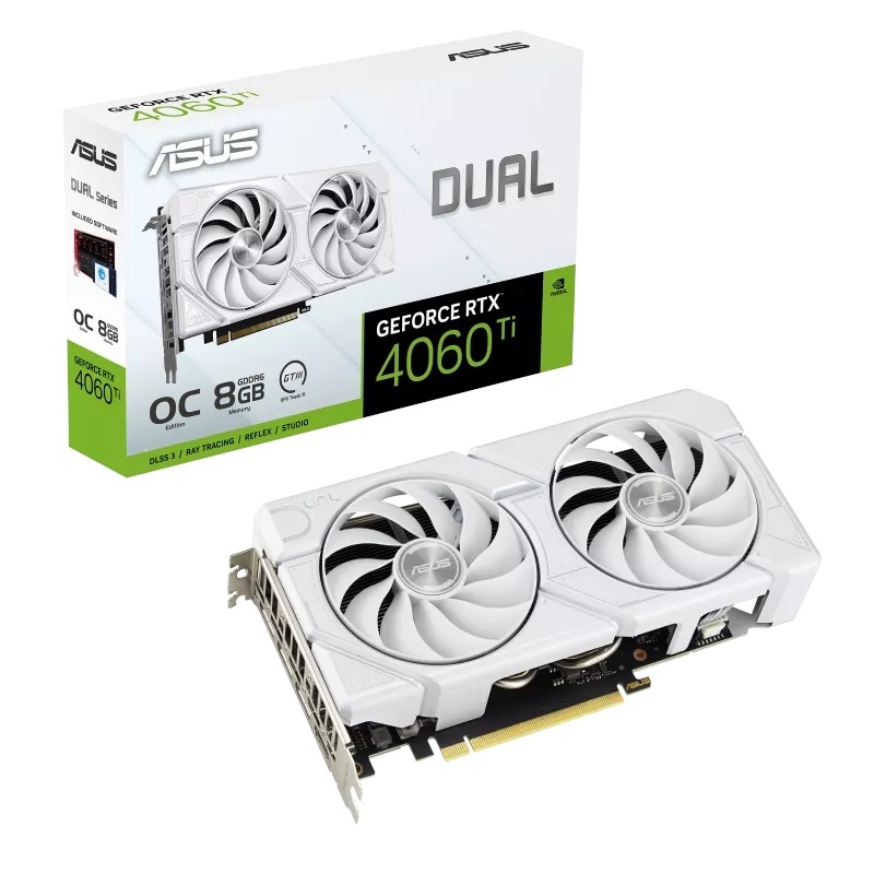 Asus GeForce RTX 4060 Ti DUAL White EVO - OC Edition -näytönohjain, 8GB GDDR6