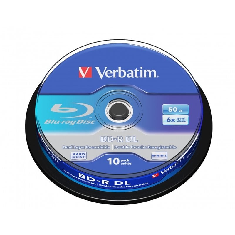 Verbatim BD-R DL 50GB, 6x, spindel, 10kpl