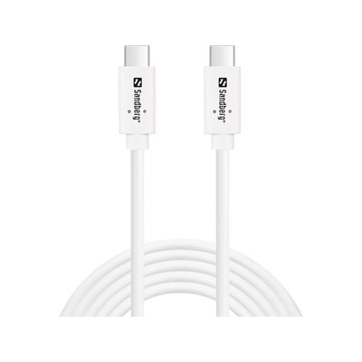 Sandberg 3.2 Gen2 USB-C -kaapeli, 100W, 2m, valkoinen