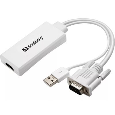 Sandberg VGA + audio -> HDMI 1.4 -adapteri, valkoinen
