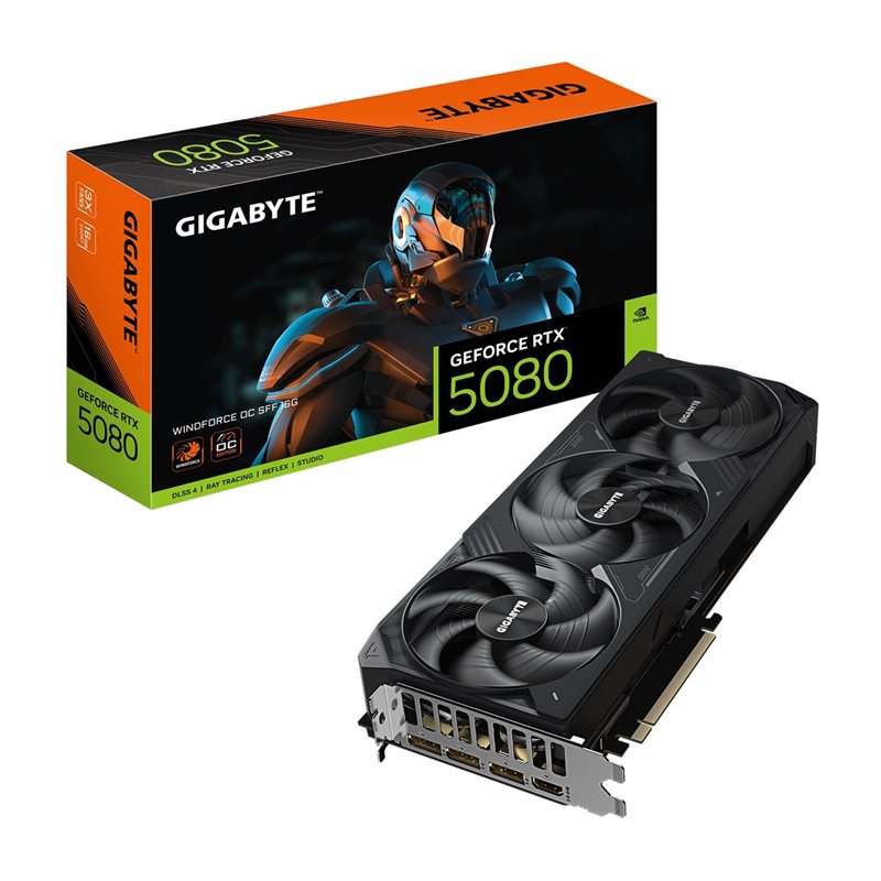 Gigabyte GeForce RTX 5080 WINDFORCE OC SFF -näytönohjain, 16GB GDDR7