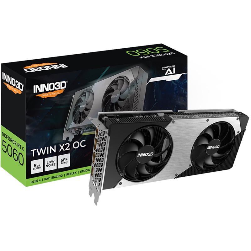 INNO3D GeForce RTX 5060 TWIN X2 OC -näytönohjain, 8GB GDDR7
