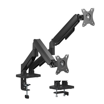 Deltaco 13-32" x2 Dual Desk Mount, näyttövarsi pöydälle kahdelle näytölle, musta