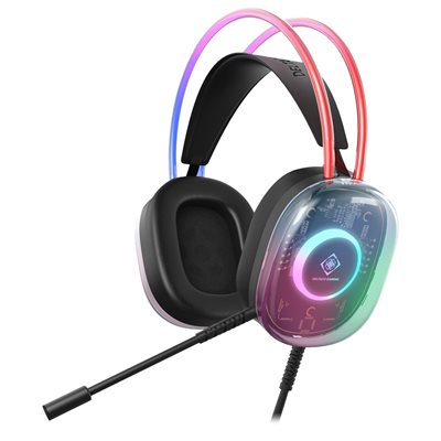 Deltaco Gaming DH230 Puoliläpinäkyvä pelikuuloke, RGB, läpinäkyvä / musta