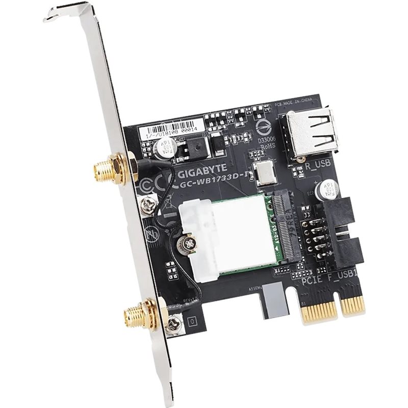 Gigabyte GC-WB1733D-I, Dual-Band Wi-Fi 5 (802.11ac) + Bluetooth 5.0 -adapterikortti, PCIe