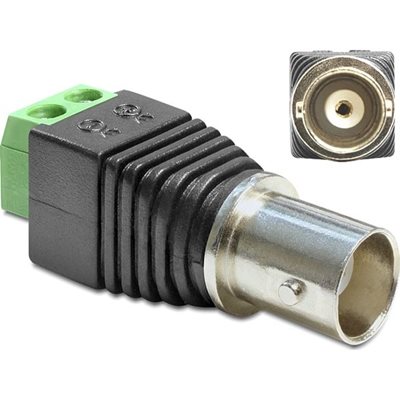 DeLock BNC naaras -> 2-pin riviliitin -adapteri, musta/vihreä