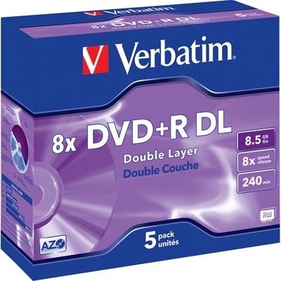 Verbatim DVD+R DL 8,5GB/240min, 8x, jewel case, 5kpl