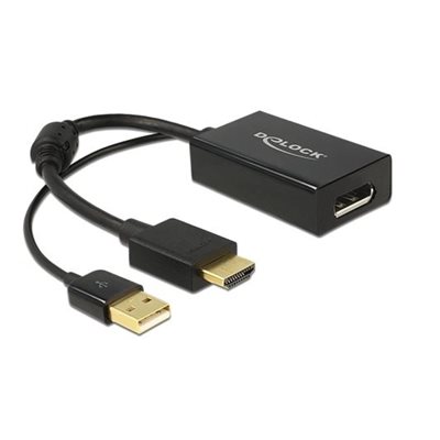 DeLock HDMI uros -> Displayport naaras -sovitin, 4K, musta
