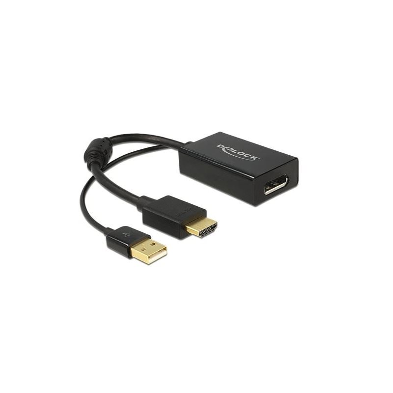 DeLock HDMI - Displayport sovitin, 4K, HDMI uros, DP naaras, musta