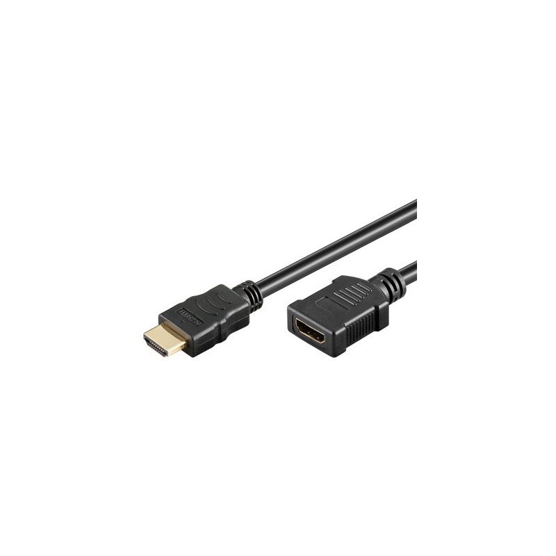 MicroConnect 1.4 HDMI -näyttöjatkokaapeli, uros-naaras, 0,5m, musta (Poistotuote! Norm. 10,90€)