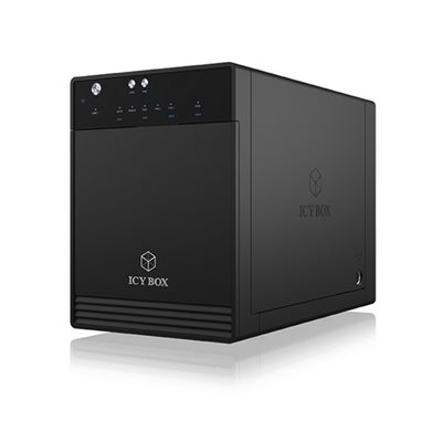 IcyBox Ulkoinen kiintolevykehikko, 4x 2.5/3.5" SATA-levyä, 3.2 Gen2 USB-C, musta