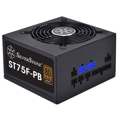 SilverStone 750W ST75F-PB, modulaarinen ATX-virtalähde, 80 Plus Bronze, musta