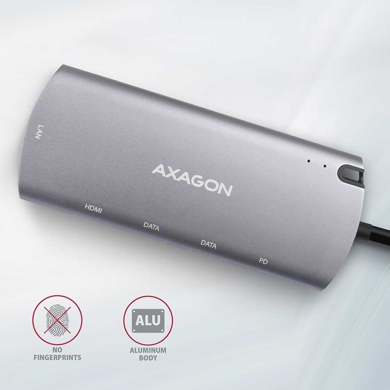 AXAGON 3.2 Gen1 USB-C 6-in-1 -telakka, hopea - Kuva 2