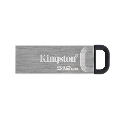 Kingston 512GB DataTraveler Kyson, 3.2 Gen1 USB-A -muistitikku, 200/60 MB/s, hopea/musta