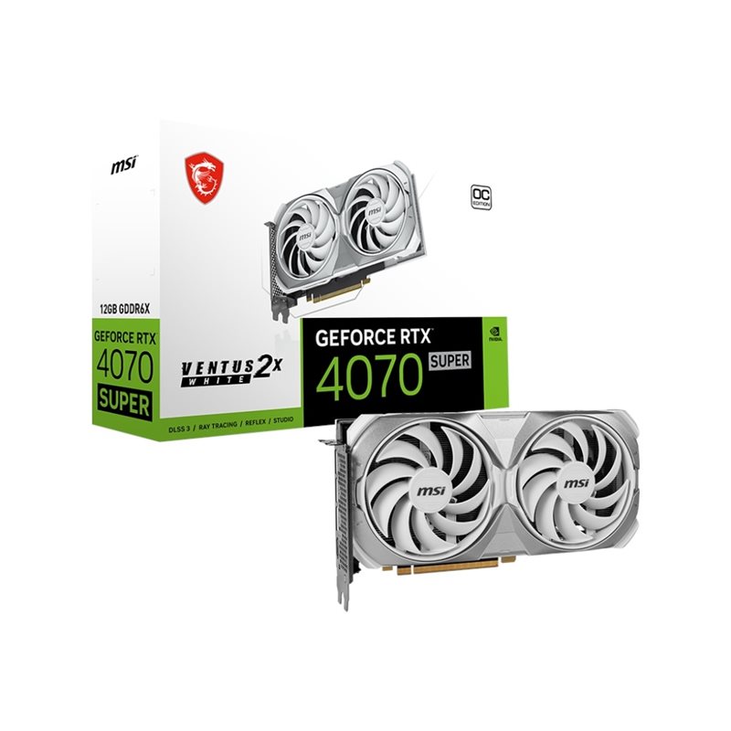 MSI GeForce RTX 4070 SUPER VENTUS 2X WHITE OC -näytönohjain, 12GB GDDR6X