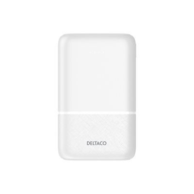 Deltaco 10 000mAh varavirtalähde, USB-C + 2x USB-A, valkoinen