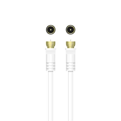 Qnect F-uros -> F-uros -koaksiaalikaapeli, 5m, valkoinen