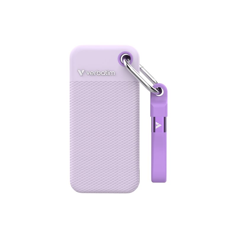 Verbatim 2TB Pocket Summer Edition, ulkoinen SSD-levy, 3.2 Gen2 USB-C, 1000/1000 MB/s, violetti
