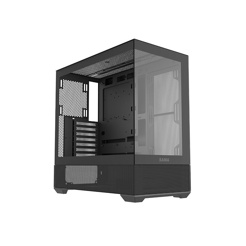 SAMA V40E Black, ikkunallinen miditornikotelo, musta