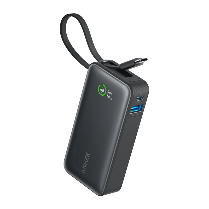 Anker 10000 mAh 545 Nano Power Bank, varavirtalähde, 2x USB-C, USB-A, musta