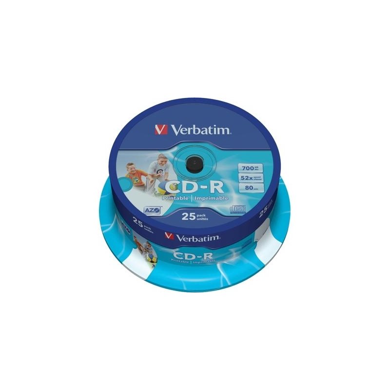 Verbatim CD-R, 52x, 700 MB/80 min, 25-pakkaus, spindle, AZO, printable