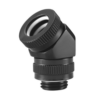 Phanteks 12mm Hard Tube Rotary Fitting 45° -adapteriliitin, 45° kulma, G1/4, musta