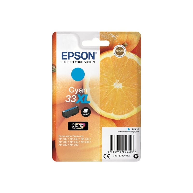 Epson 33XL Claria Premium Ink Oranges -väriainekasetti, syaani