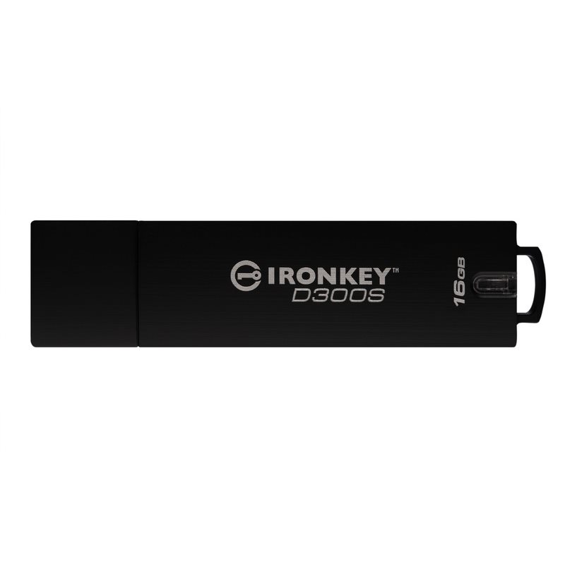Kingston 16GB IronKey D300 Serialised, USB 3.1 -muistitikku, 165/22 MB/s, musta