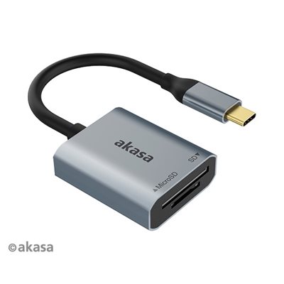 Akasa 3.2 Gen1 USB-C SD/mSD-kortinlukija, hopea