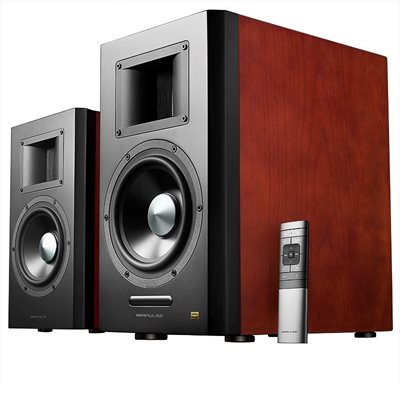 Edifier Airpulse A300 -aktiivikaiuttimet, Bluetooth 5.0, kirsikkapuu/musta