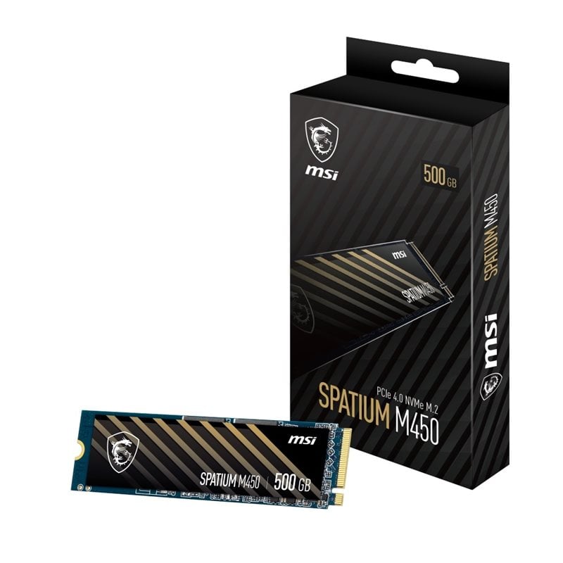 MSI (Outlet) 500GB SPATIUM M450 PCIe 4.0 NVMe M.2 SSD-levy, M.2 2280, 3600/2300 MB/s