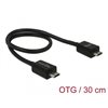 DeLock (Outlet) 2.0 Micro-USB OTG -kaapeli, virtaa jakava, uros-uros, 0,3m, musta