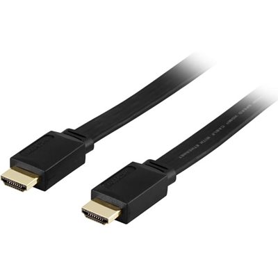 Deltaco 1.4 HDMI -näyttökaapeli, litteä, 7m, musta
