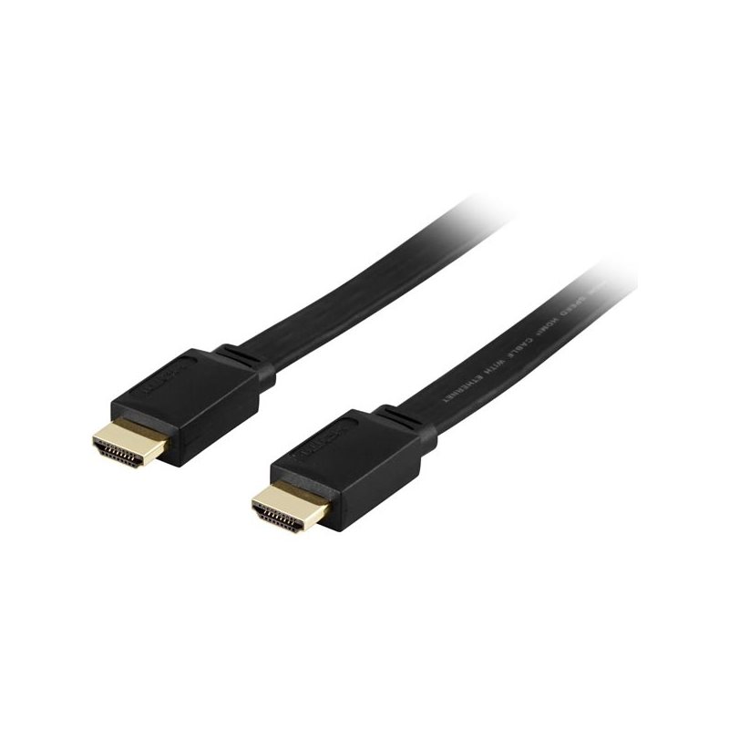 Deltaco 1.4 HDMI -näyttökaapeli, litteä, 7m, musta