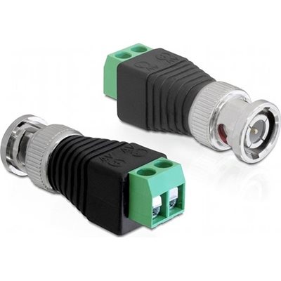 DeLock BNC uros -> 2-pin riviliitin -adapteri, vihreä/musta