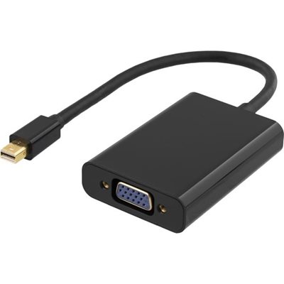 Deltaco Mini DisplayPort - VGA-sovitin, jossa ääni, 0,25m, musta