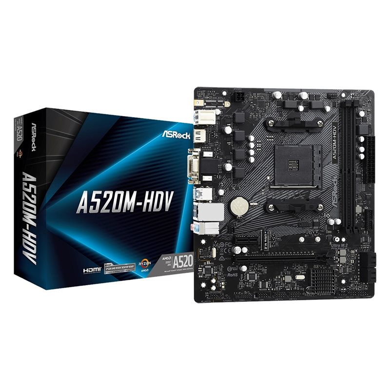 ASRock A520M-HDV, mATX-emolevy