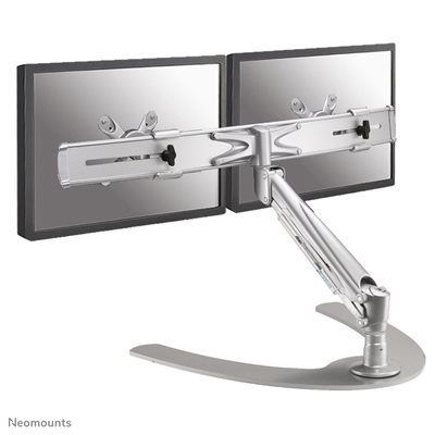 Neomounts 10-24" x2 Monitor Desk Mount, pöytäjalusta kahdelle näytölle, hopea