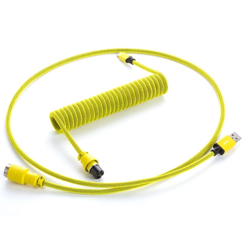 CableMod Pro Coiled Keyboard Cable, USB A -> USB Type C, 150cm, Dominator Yellow
