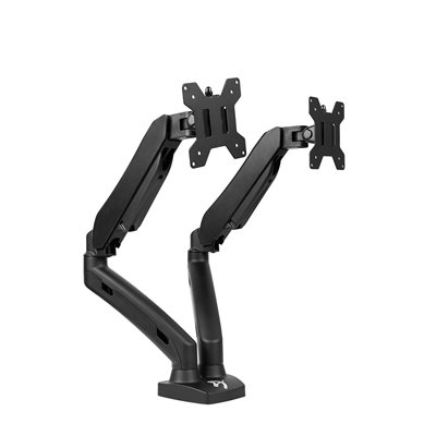 Arozzi 13-27" x2 Alzare Duo, -pöytäteline kahdelle näytölle kaasujousella, musta