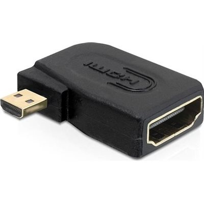 DeLock HDMI-sovitin, Micro HDMI ur -> HDMI na, kulmaliitin, musta