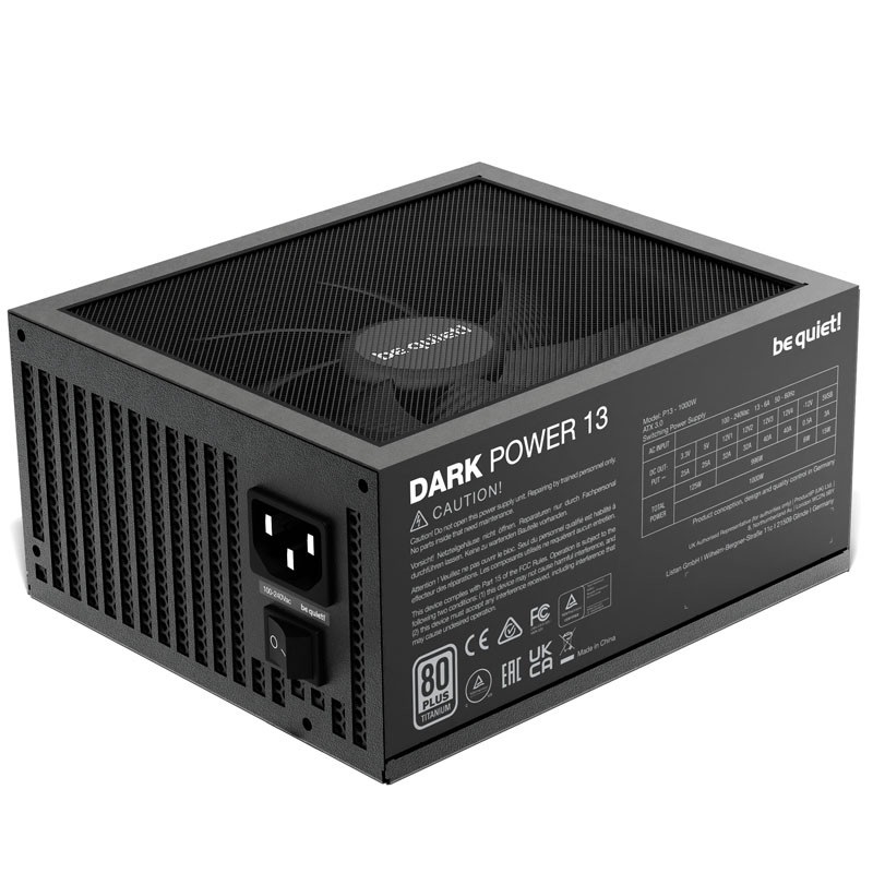 be quiet! 1000W Dark Power 13, ATX-virtalähde, PCIe 5.0, 80 Plus Titanium, musta