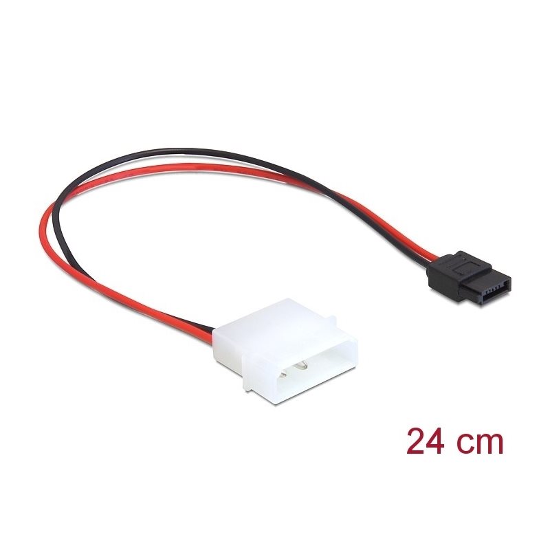 DeLock Virtakaapeli, Molex 4 pin plug -> Slim SATA 6 pin receptacle, 24 cm